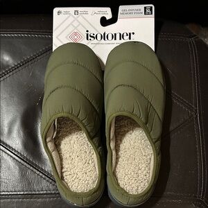 Isotoner Olive Quilted Slippers
